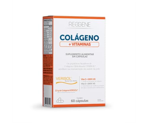 Katiguá, Colágeno Hidrolisado Verisol, Com vitamina C, D e E, Sem sabor, 60 Cápsulas rígidas • 15 doses, Branco