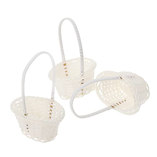 JOINPAYA 3pcs Rattan Flower Baskets for Storage and Decor Elegant Pastoral Style Woven Containers for Flower Arrangements for Living Room Weddings and Party Decorations