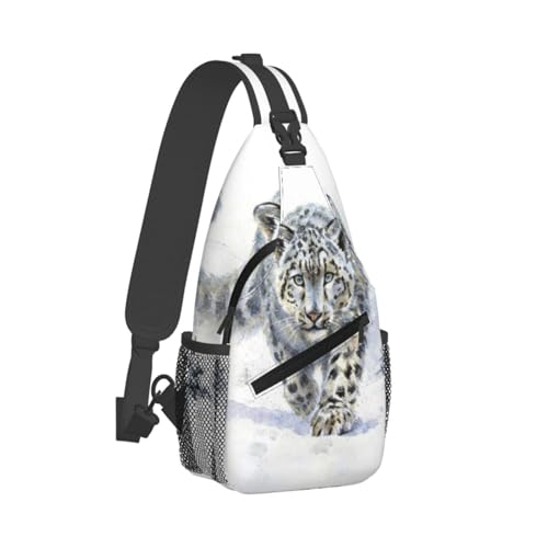 Image of Crossbody Bag Snow Leopard Sling Bag Backpack Chest Bags Shoulder Bag for Women Men