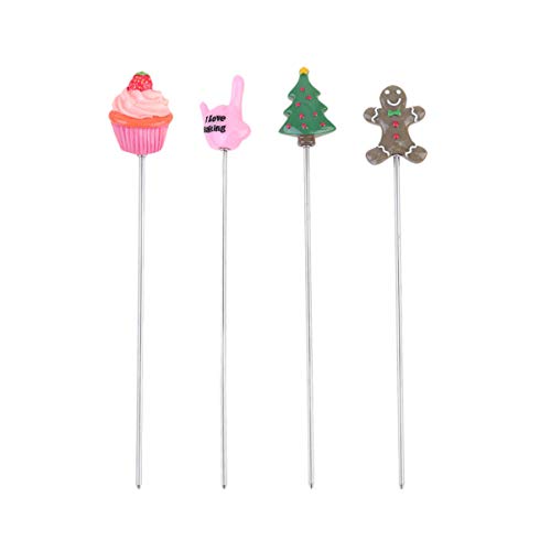 Cabilock 4pcs Stainless Steel Cake Testing Needle Food-grade Baking Tool for Muffins Cupcakes and Biscuits Strawberry Cake Hand Xmas Tree Snowman for Accurate Baking Results