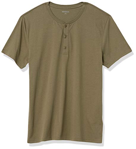 Amazon Brand - Goodthreads Men's Cotton Short-Sleeve Henley, Olive, Small