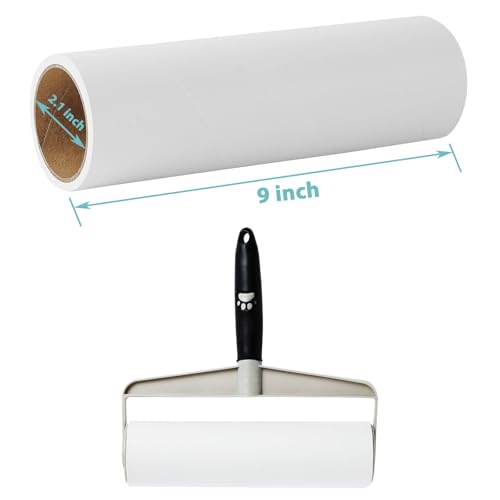 Image of 9 inch Lint Roller Refills Only for Spotty Supersize Extra Sticky Adhesive Lint Roller Refill Pet Cat & Dog Hair Remover for Clothes and Furniture, Pack of 5 Refills, 300 Sheets Total