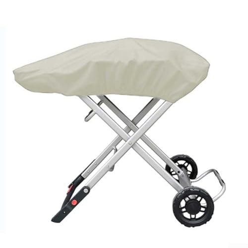 Homeponnew Grillabdeckung für Weber Traveler Tragbarer Gasgrill Heavy Duty Wasserdicht BBQ Schutz 210D Oxford Gewebe mit PVC Futter Allwetterbeständig mit verstellbaren Riemen Beige