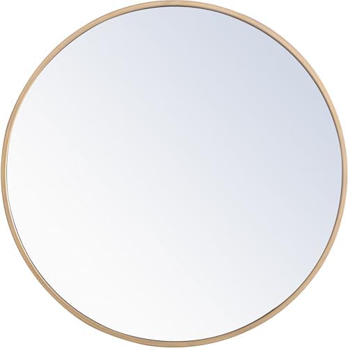 Elegant Decor Eternity 24" Round Metal Frame Mirror in Brass