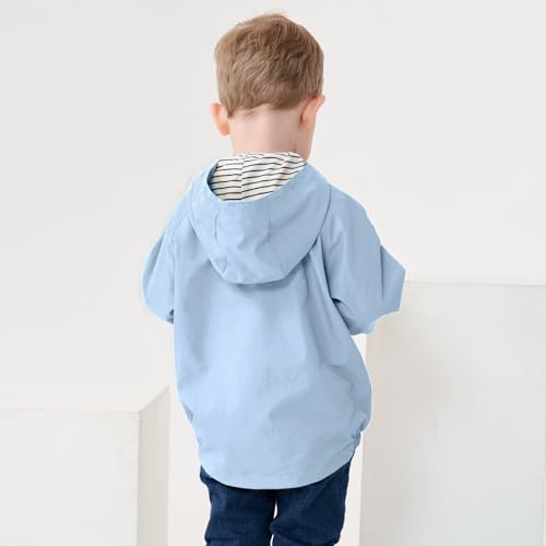 Image of Volunboy Toddler Boys Windbreaker Casual Outerwear Kids Lightweight Zip Hooded Jacket Baby Cute Dust Coat
