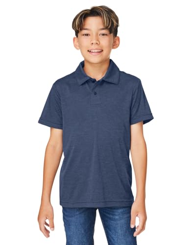TT51HY Youth Zone Sonic Heather Performance Polo - Sp Dark Navy HTH - L