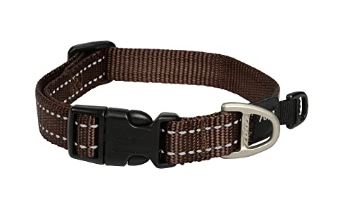 Image of ROGZ Reflective Dog Collar for Medium Dogs, Adjustable from 12-17 inches, Brown