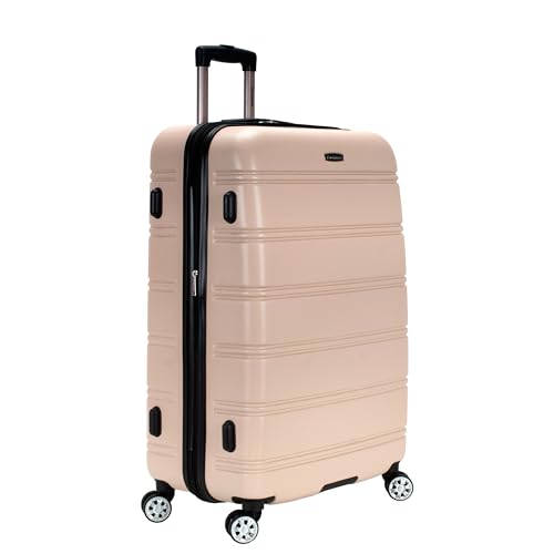 Image of Rockland Melbourne Hardside Expandable Spinner Wheel Luggage, Checked Large 28 inch, Champagne