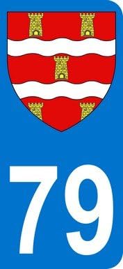 SKIN 79 with Crest Department Deux-Sèvres (Car Registration Plate 9.8 x 4.5 cm)