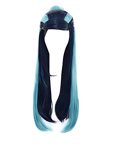 Haikyuu Women's Wig Long Blue Straight Cosplay