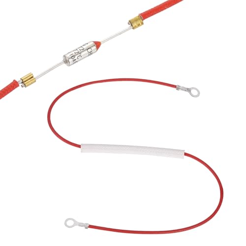 sourcing map Universal Rice Cooker Temperature Fuse, 172°C 10A 250V Metal Thermal Fuse with Both End Ring Terminal Fiberglass Sleeving for Electric Pressure Cooker Repair Part