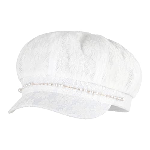 Gorra de mujer estilo newsboy en mezcla de algodón y encaje miniatura 1