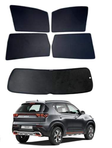 Image of Premium Car Sunshade Fix Type Non-Magnetic Curtain with Rear Dicky Curtain Set of 5pc for Sonet