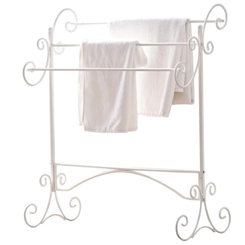 Loberon Support à Serviettes Duclair - Fer - H/L/P env. 84/71 / 33 cm - Blanc, Blanc