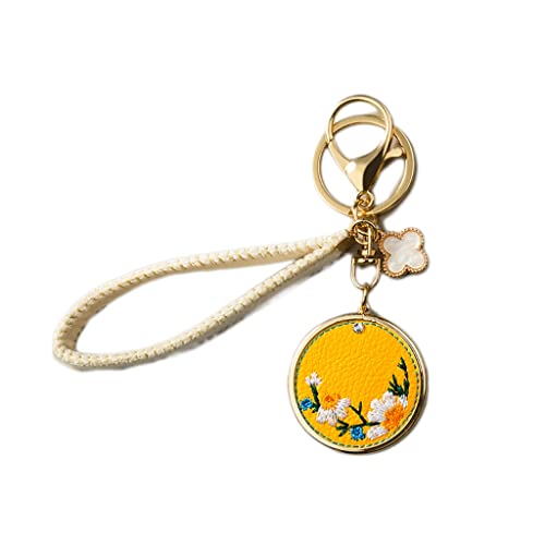 RJJ Llavero Antiguo Creativo, Cadena de Coche Simple, Mochila Escolar Retro for niñas, Adornos, Llavero Bordado Personalizado (Color : Yellow, Size : One Size) Cover