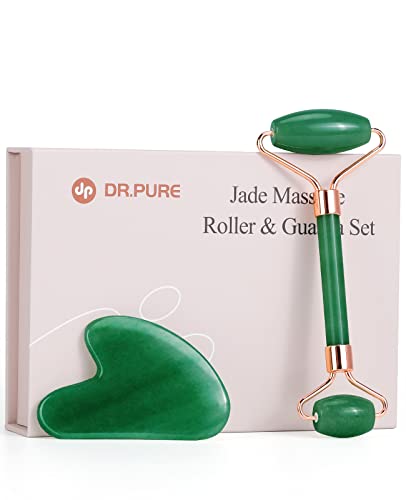 Dr. Pure Jade Roller and Gua Sha, Face Massage Facial Tools for Reduce Puffiness Anti Wrinkle Tighten Skin Body Relieve, Aventurine Green Face Roller Sculpting Tool, Women Gifts Skin Care Set Dr. Pure Jade Roller and Gua Sha, Face Massage Facial Tools for Reduce Puffiness Anti Wrinkle Tighten Skin Body Relieve, Aventurine Green Face Roller Sculpting Tool, Women Gifts Skin Care Set