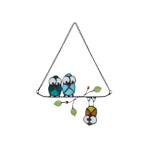 Stained Glass Birds,owl,Stained Glass Window Hanging,Multicolor Owls on The Living