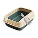 ＫＬＫＣＭＳ Open Top Cat Litter Tray Pet Litter Pan Cat Sandbox Semi Closed Heighten Kitten Litter Tray with Spoon for Pet Toy Cat Kitten, Large