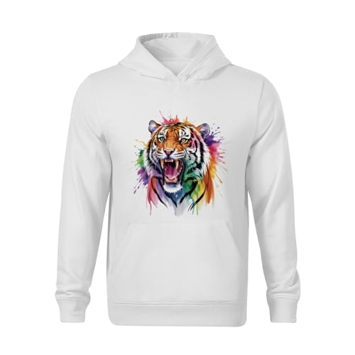 Kids Watercolor Tiger Boys Girls Lightweight Kangaroo Pocket Fleece Hoodies2