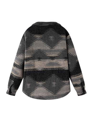 Image of FindThy Men's Brushed Flannel Shirts Ethnic Aztec Print Button Up Lapel Tribal Shirt Jacket Shacket