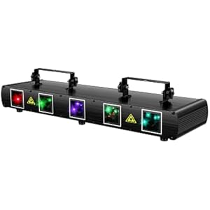 Laser Lights U`King 5 Beam Effect Sound Activated DJ Party Lights RGBYC LED Music Lights by DMX Control for Disco Dancing
