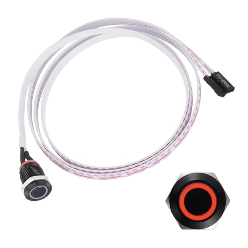 PATIKIL 12mm Bouton Chassis Metal Anneau LED Rouge Bouton Alimentation PC