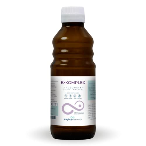Mighty Elements Liposomaler Vitamin B-Komplex B1, B2, B3, B5, B6, Biotin, Folsäure, B12 hochdosiert hohe Bioverfügbarkeit flüssig ohne Zusätze vegan natürlich Cover