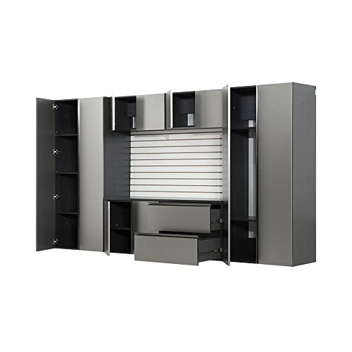 Series 128 in. W x 72 in. H x 20 in. D Metallic Grey Garage Cabinet Set A (7 Pcs)