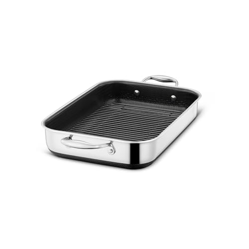Image of HexClad Hybrid 13 x 9 Inch Rectangular Nonstick Roasting Pan with Rack, Dishwasher-Friendly, Oven-Safe Up to 900F, Compatible with All Cooktops