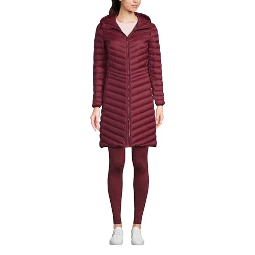 Lands' End Womens Packable Chevron Wanderweight Down Coat Rich Burgundy Regular Medium