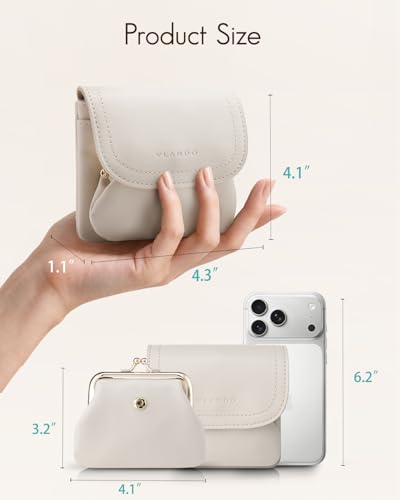 VLANDO Small Travel Jewelry Case, 2-in-1 Detachable Jewelry Organizer Travel with KISS LOCK, Portable Mini Jewelry Pouch for Rings Necklaces Earrings, Gifts for Women Travelers - Cream White - Image 5