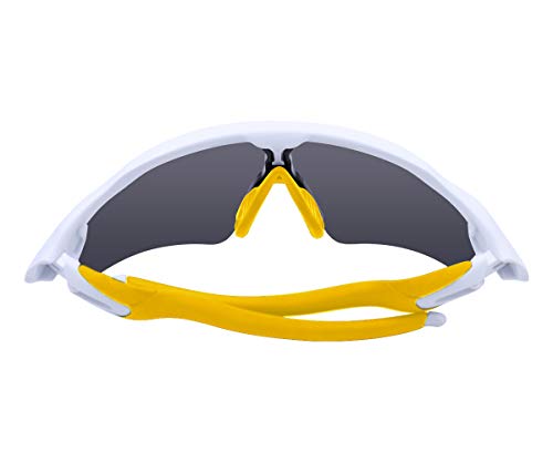 Image of SAUCER Replacement Nose Pieces Pads & Earsocks Temple Sleeve Rubber Kit for Oakley Radar EV Path OO9208 | Radar EV Pitch OO9211 | Radar EV Advancer OO9442 Sunglass - Yellow + Yellow