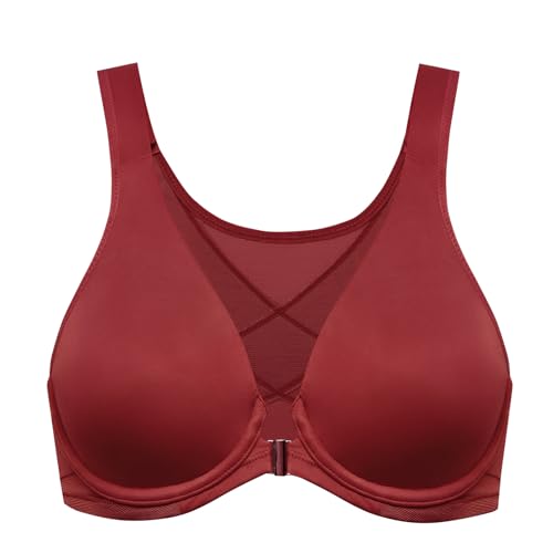 Image of DELIMIRA Women's Front Closure Bras Posture Full Coverage Plus Size Underwire Unlined Back Support Plunge Seamless Bra B-H