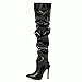 Uniquelly Womens Patent Leather Thigh High Boots Stiletto Heeled Pointed Toe Slouchy Over The Knee Side Zipper Party Fashion Winter Shoes (Black,US7.5)