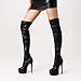 Bapolee Fashion Women's Over Knee High Stiletto Platform Heel Boots Night Sexy Black Leather Thigh High Boots