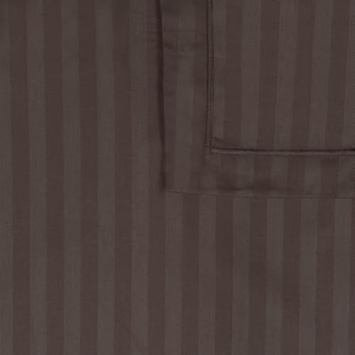 Image of Cotton Feel Satin Stripes /Lining Plain Bedsheet for Single Bed Bedsheet with One Pillow Covers for Home- Hotels-Guest House 60x90 Inches (Coffee)