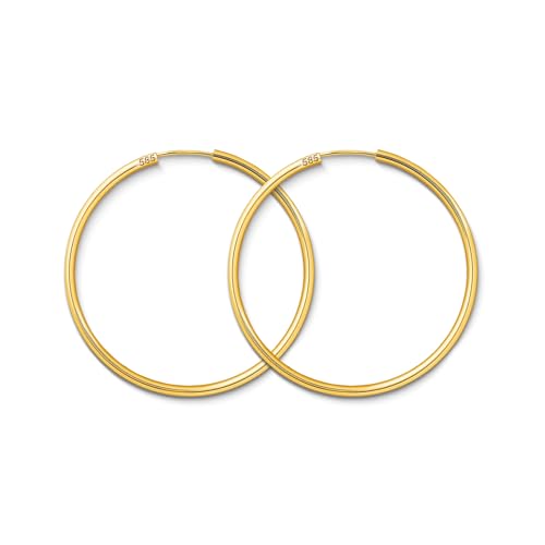 EDELIND Creolen Gold 40mm 585 Gelbgold - Hoop Ohrringe 14