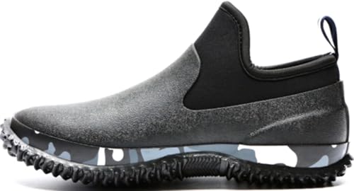 GILKUO Gummistiefel Herren Kurz Gummistiefeletten Regenstiefel Halbhoch Kurzschaft Regenschuhe Wasserdicht Regenstiefeletten Gummi Stiefel Schwarz 45