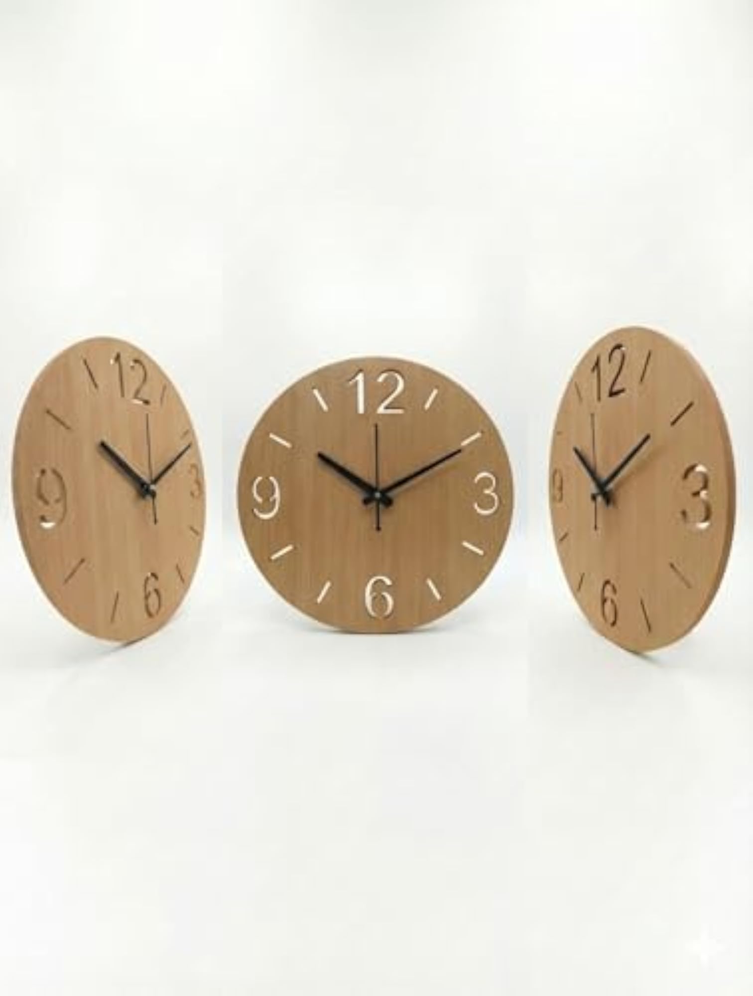 Designer Round Wooden Wall Clock with Open Dial