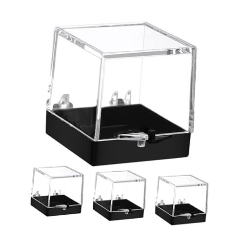 Levemolo 4pcs Boxes Mineral Standard Box Display Container Mineral Display Case Mineral Storage Case Specimen Case Specimen Container Clear Display Cases Mineral Sample Case Plastic