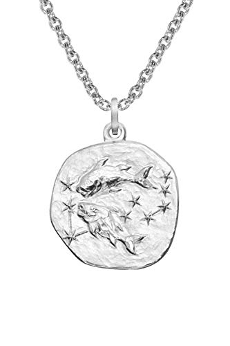 trendor Sternzeichen Fische mit Halskette 925 Silber Ø 16 mm Tierkreiszeichen Anhänger Sterlingsilber für Damen, Herren oder Kinder, 08441-03-45 45 cm