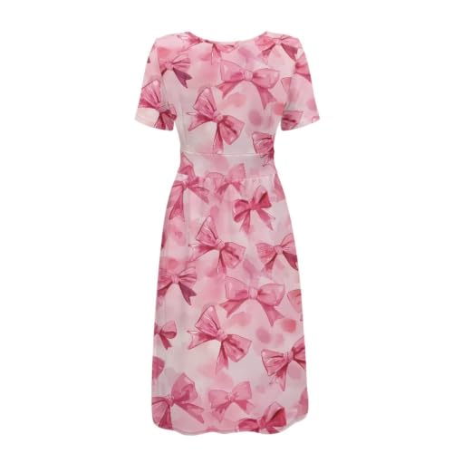 Image of Women's Summer Dresses Short Sleeve Formal Dresses with Pockets