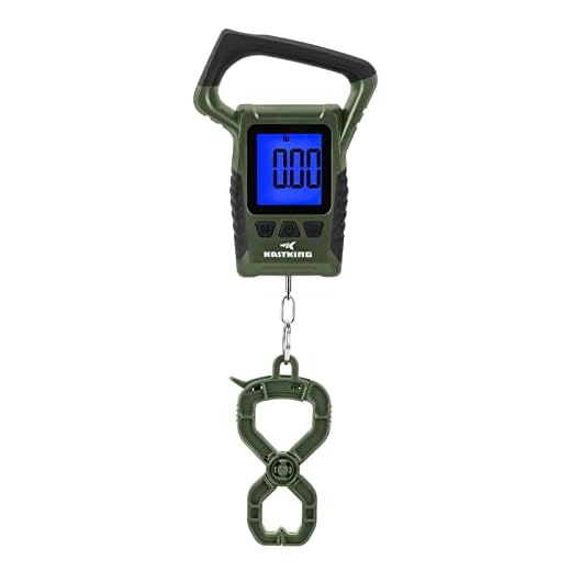 KastKing Fish Scale, WideView Floating Waterproof Digital Scale with No-Puncture Lip Gripper, 2.5” Large LCD Display, 110lb Capacity, Stores up to 9 Weights, Green