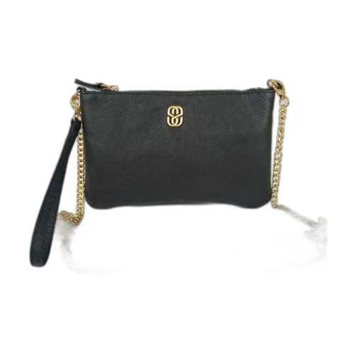 Schutz Bolsa Clutch Feminina em Couro Legítimo, Correntes Variadas - Preto