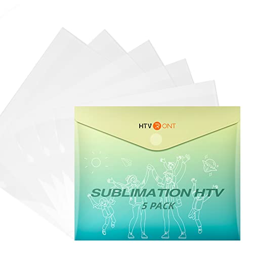 HTVRONT Film flexible transparent pour sublimation - 30,5 x 30,5 cm, 5 feuilles de papier à sublimation textile pour tissus en coton clair (mat) Cover
