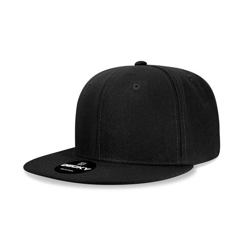 Casquette snapback DECKY 6 panneaux structuré haut profil en acrylique et polyester noir