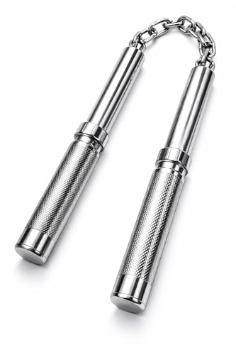 Image of Steel Nunchucks with Chain, Foldable Metal Nunchaku, Martial Arts Training Equipment, Pocket Size