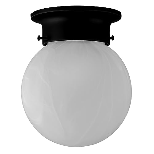 Image of Design House 588483 Traditional 1 Indoor Ceiling Mount Globe Light Dimmable, for Bedroom Dining Room Kitchen, Without Pull Chain, Matte Black