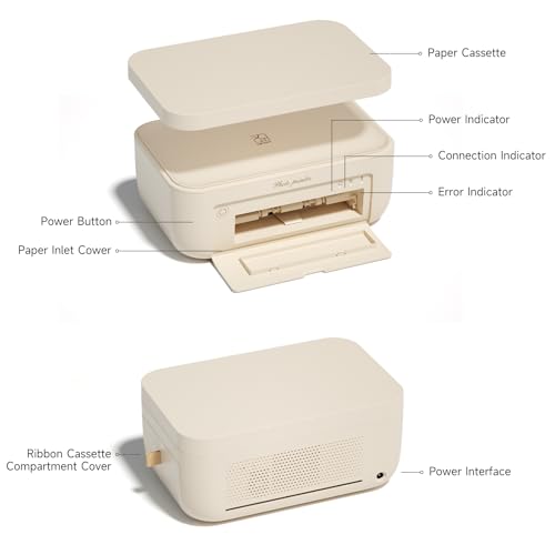 HPRT 4x6 Photo Printer with 108 Sheet Photo Paper& 2 Ribbon, Desktop Instant Picture Printer for iPhone, Smartphone, Thermal Dye Sublimation, WI-Fi Connnecting, Home Use, Beige