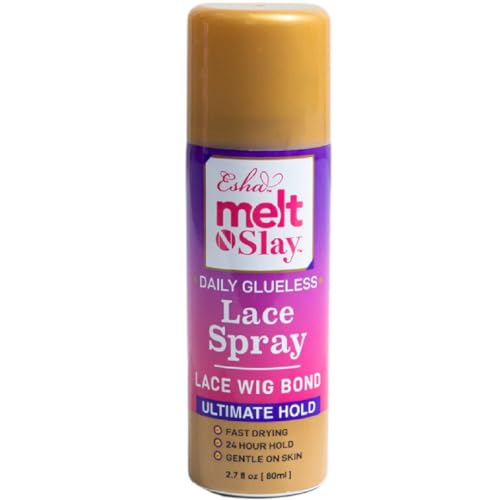 Esha MELT N SLAY Glueless Lace Spray - Ultimate Hold, Sweat & Water Resistant, Long-Lasting Secure Grip for Lace Wigs, Invisible Matte Finish & Edge Protection (80ML)